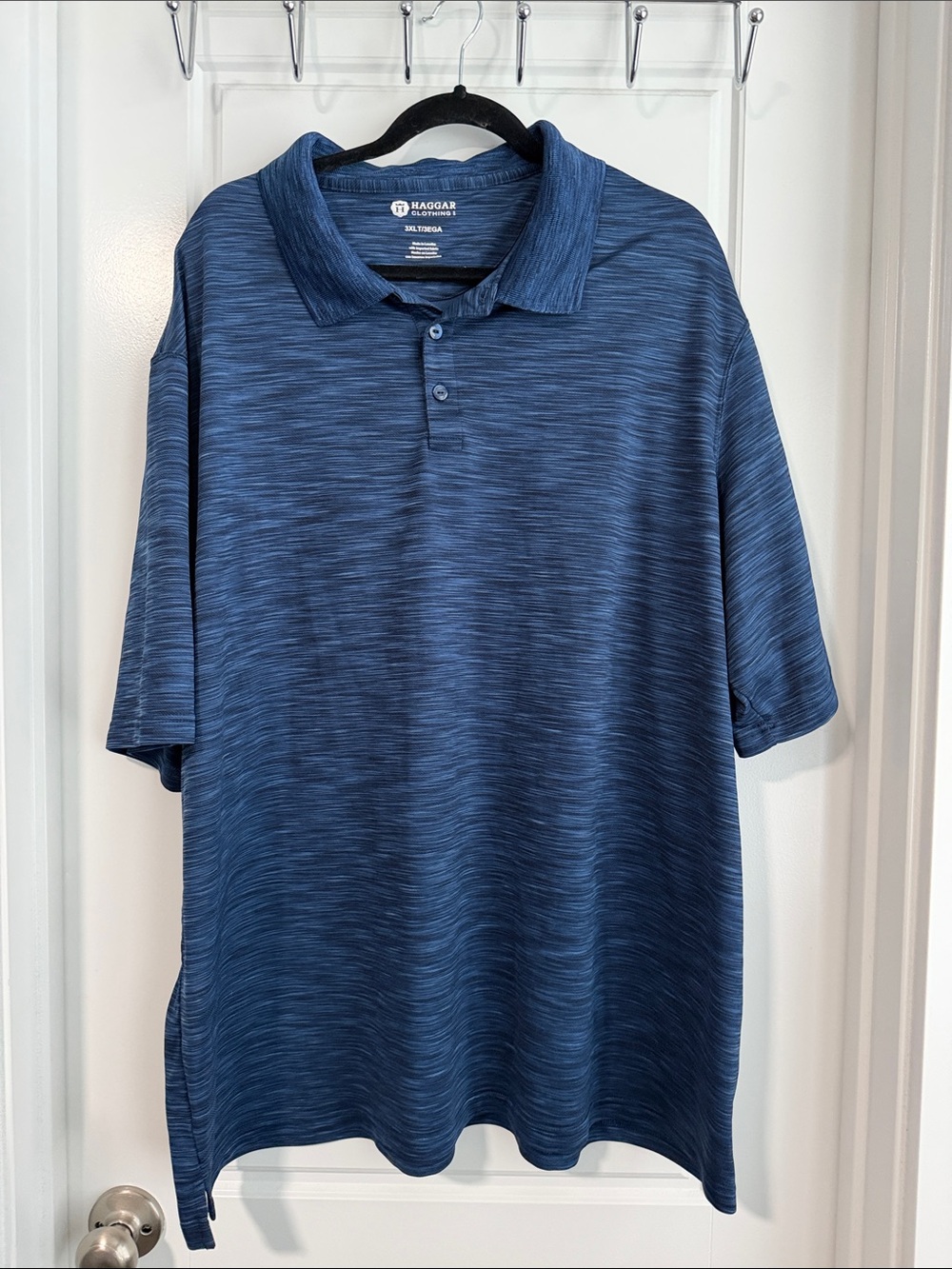 Haggar Men's Blue Space-Dye Performance Polo